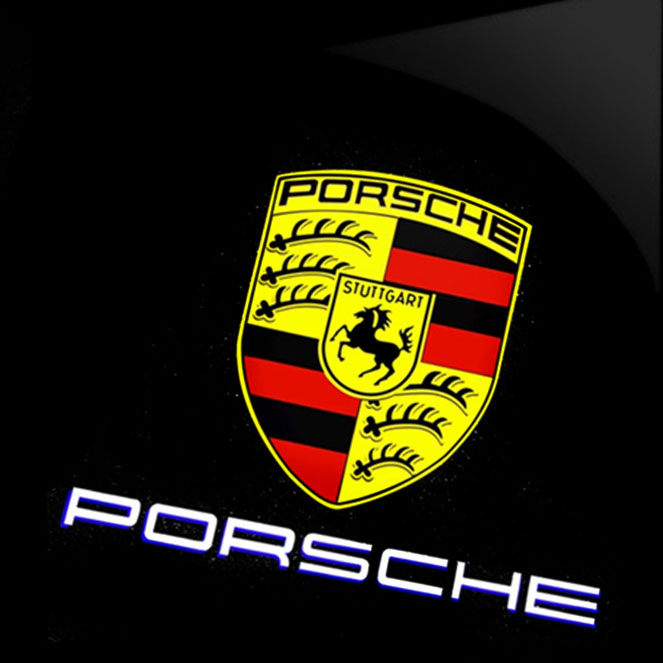 Porsche logo door lights 2pcs » addcarlights
